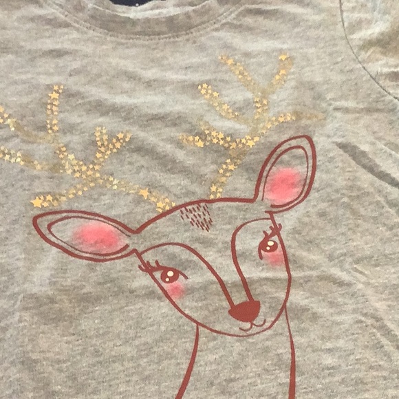 Cat & Jack top with Raindeer size 5T gray red gold - Picture 4 of 5